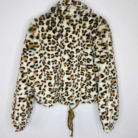VSP KNOW ONE CARES Leopard Faux Fur Bomber Jacket - Picture 2 of 7